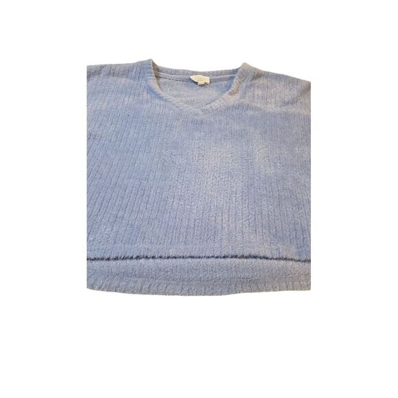 Hippie Rose Fuzzy Cropped Sweater Purple V Neck Super Soft‎ Comfy L Designer - Picture 7 of 16